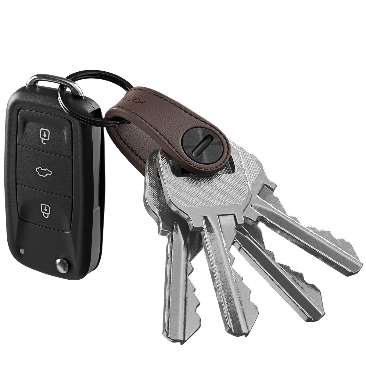KeySmart® Mini Leather | Holds Up to 5 Keys Plus Car Key Fob | Full-Grain Leather