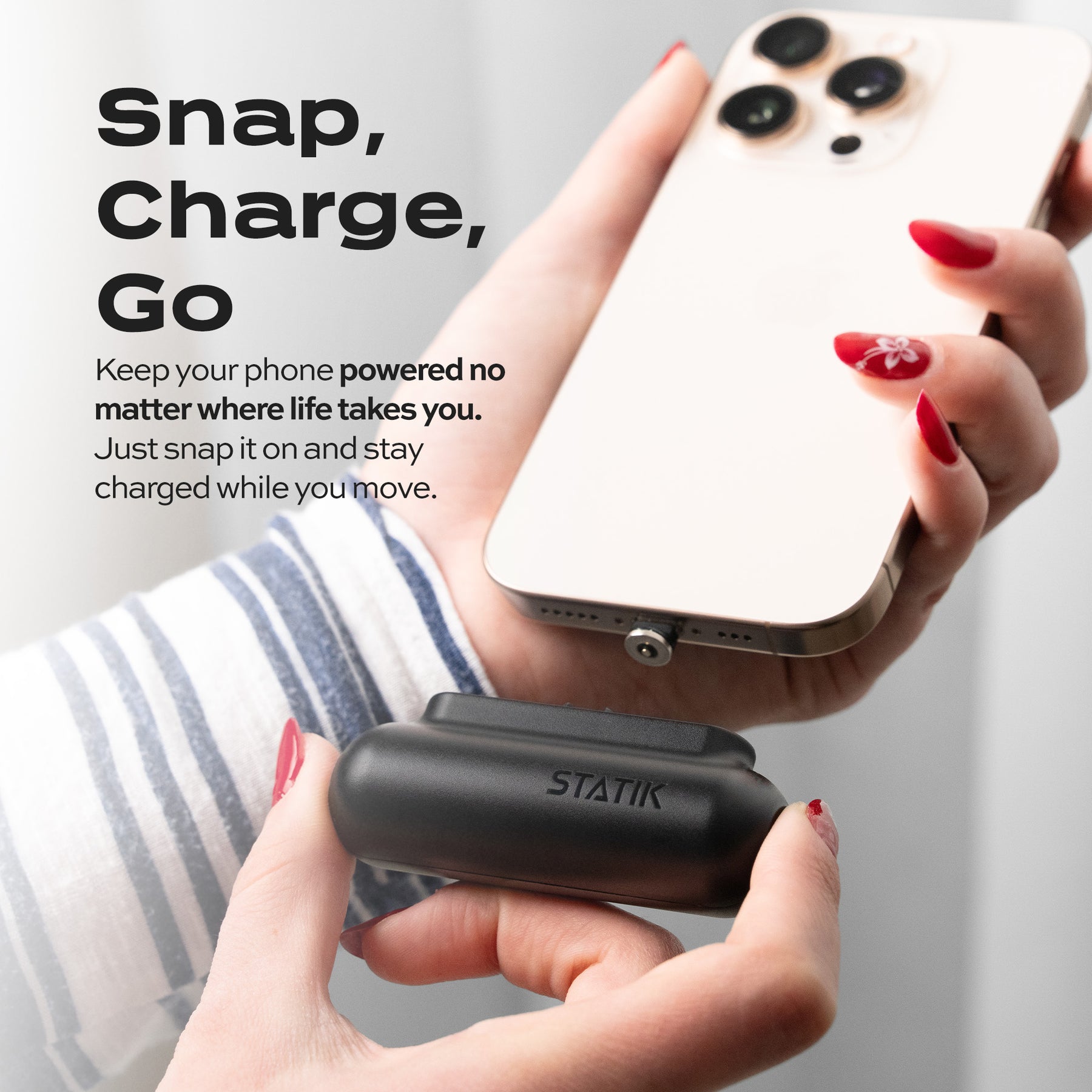 Statik® Snap-N-Charge® | Universal Magnetic Power Bank