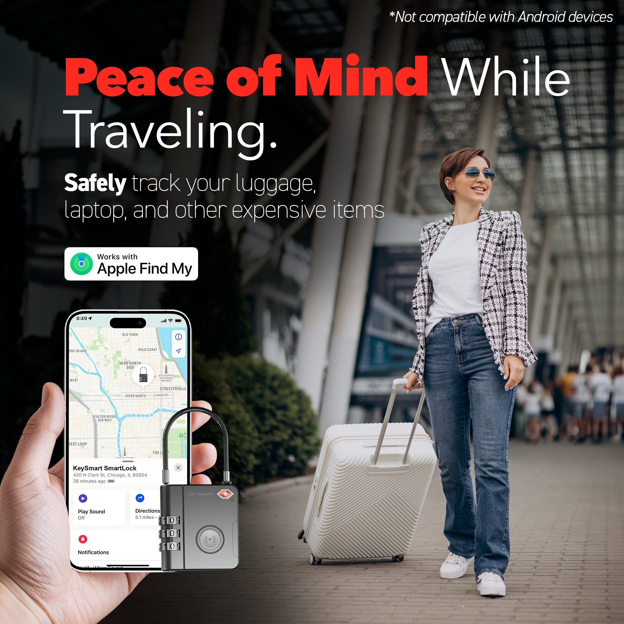 SmartLock Tracking Device | Luggage Lock | Works With Apple Find My App LP