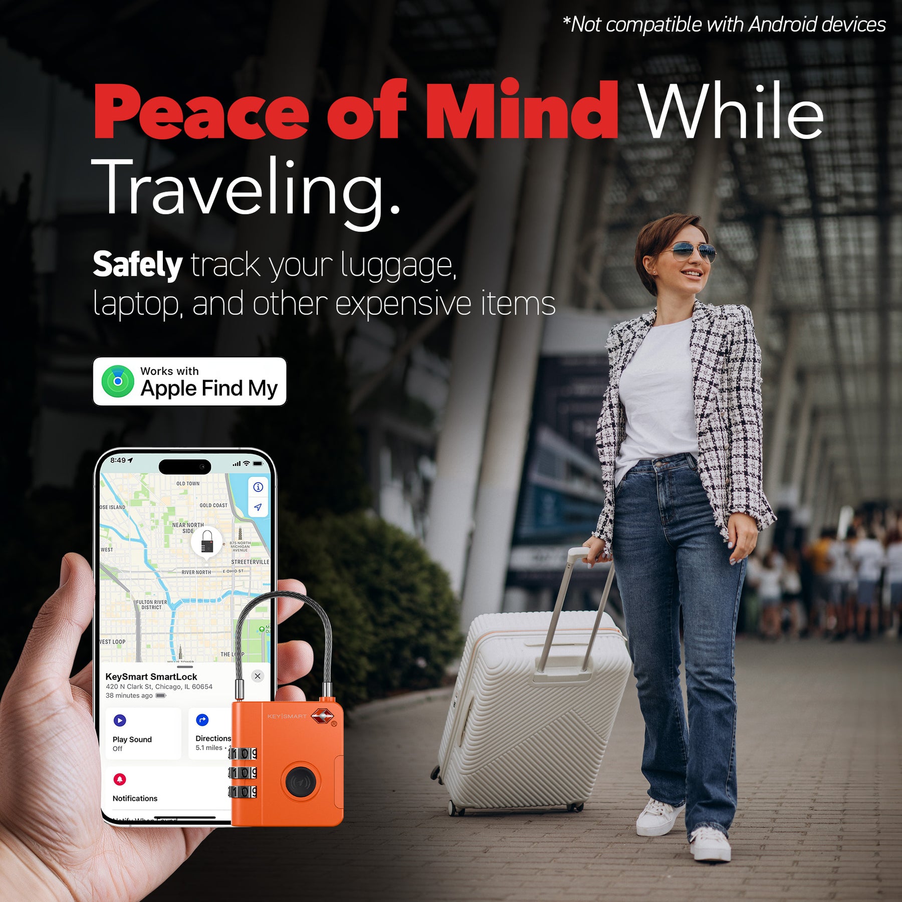 SmartLock Tracking Device | Luggage Lock | Works With Apple Find My App