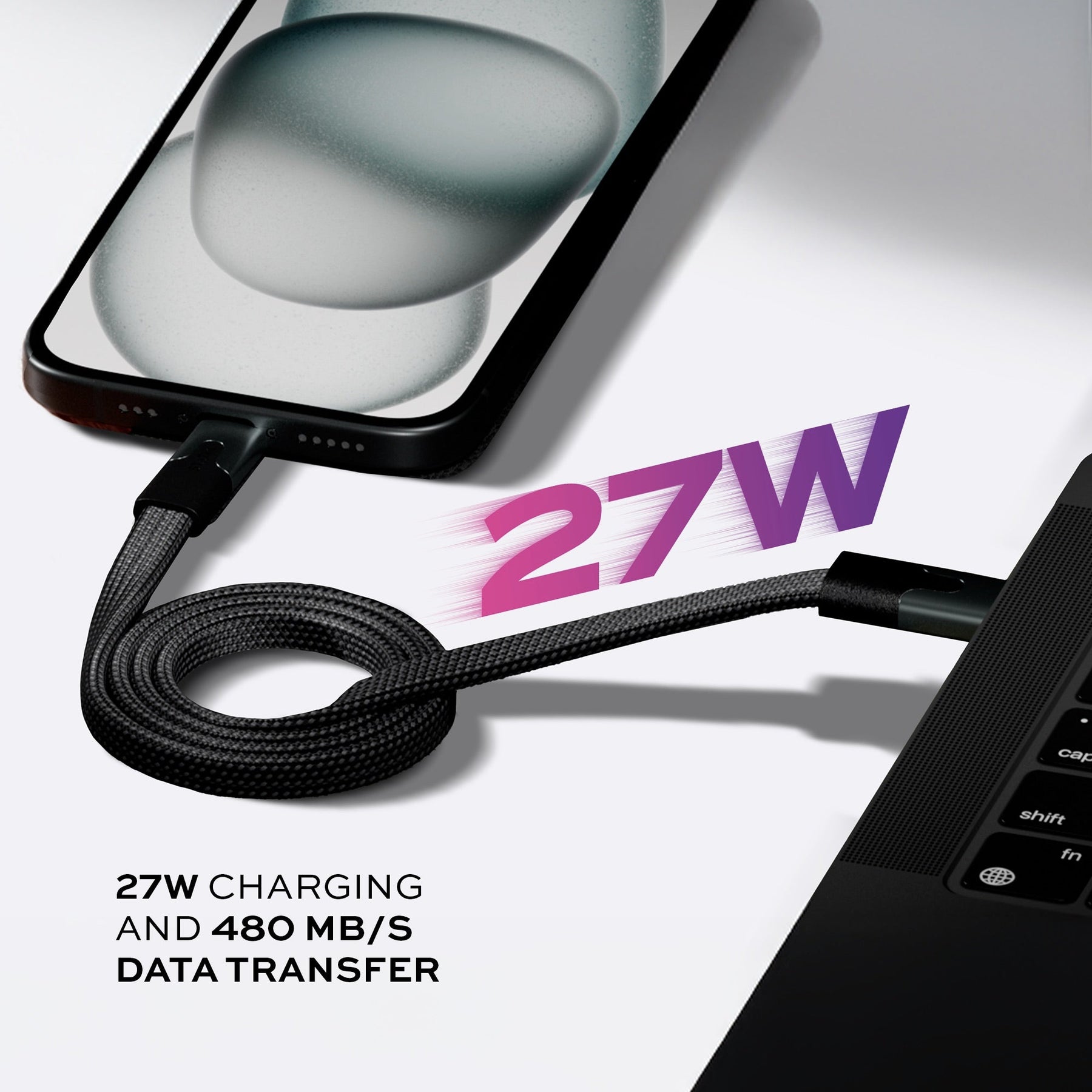 Statik® MagStack® Slim | Tangle-Free Magnetic Nylon | Charge & Data Cable