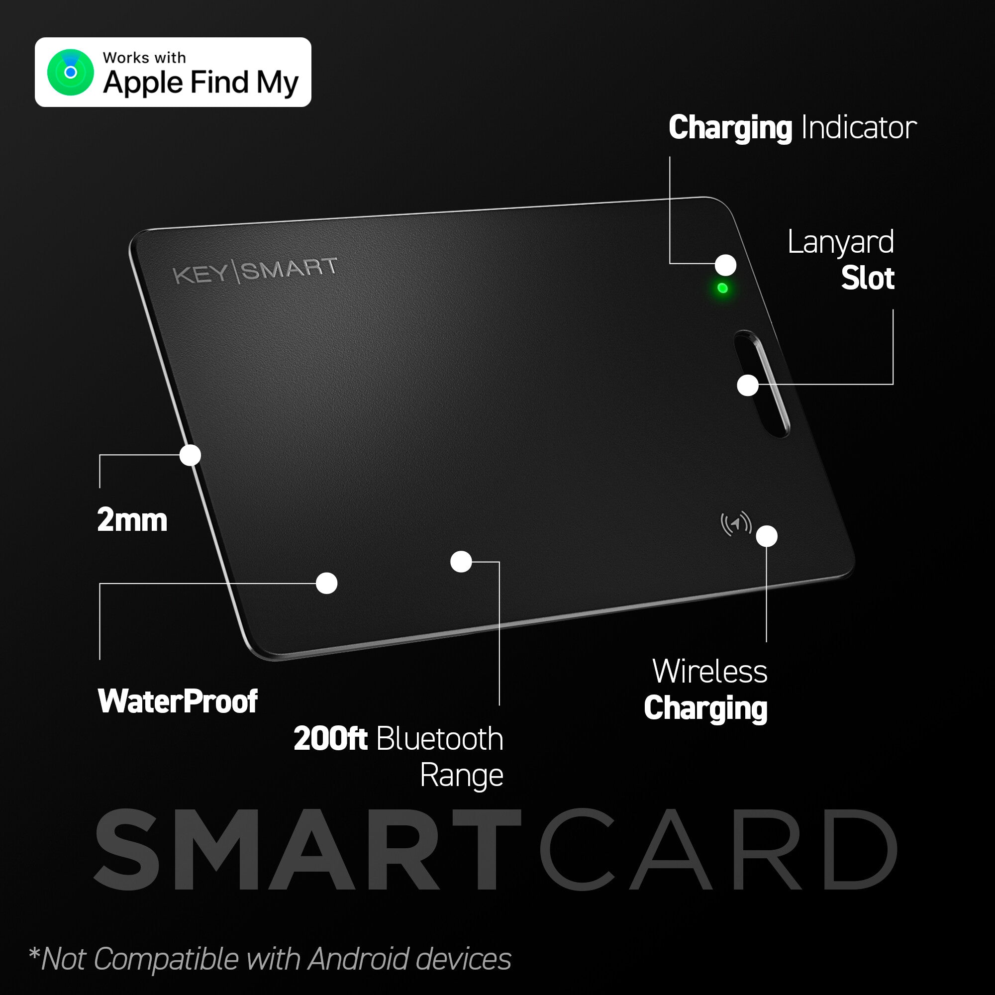 KeySmart® SmartCard | Works With Apple Find My App | Wireless Charging LP2