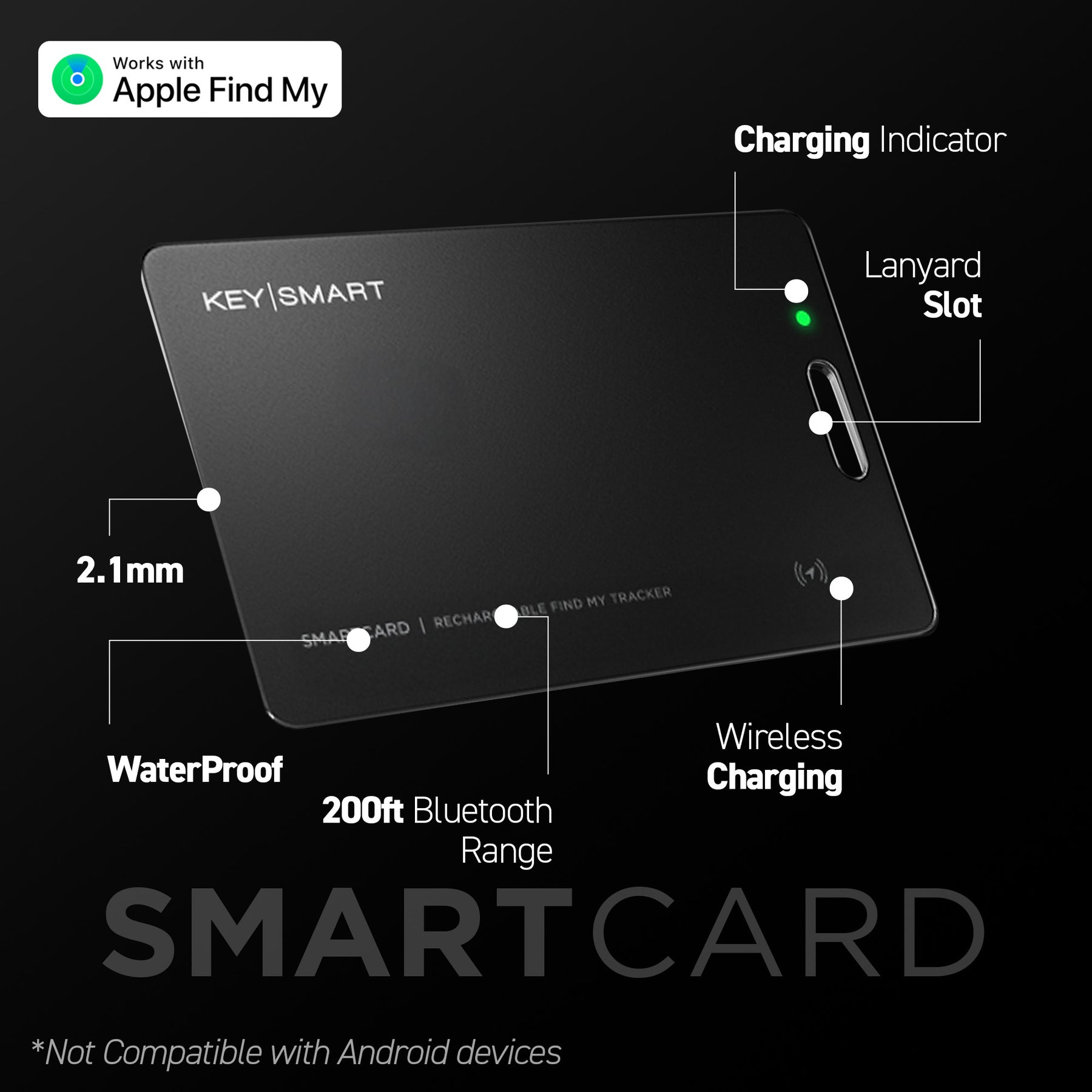 KeySmart® SmartCard | Works With Apple Find My App | Wireless Charging
