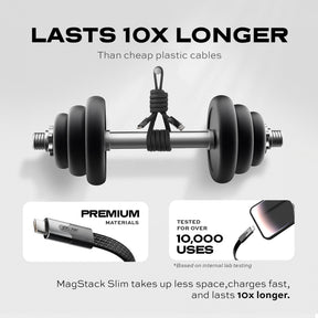 Statik® MagStack® Slim | Tangle-Free Magnetic Nylon | Charge & Data Cable