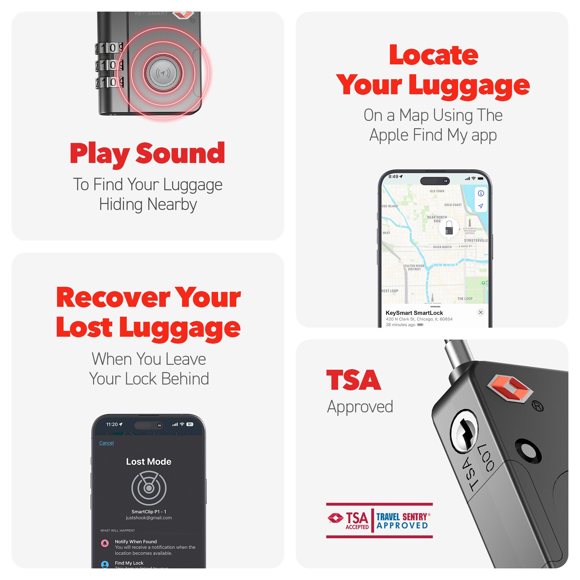 SmartLock Tracking Device | Luggage Lock | Works With Apple Find My App LP
