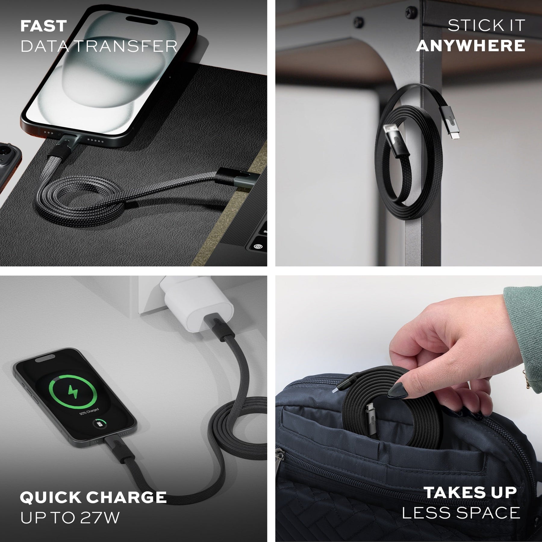 Statik® MagStack® Slim | Tangle-Free Magnetic Nylon | Charge & Data Cable