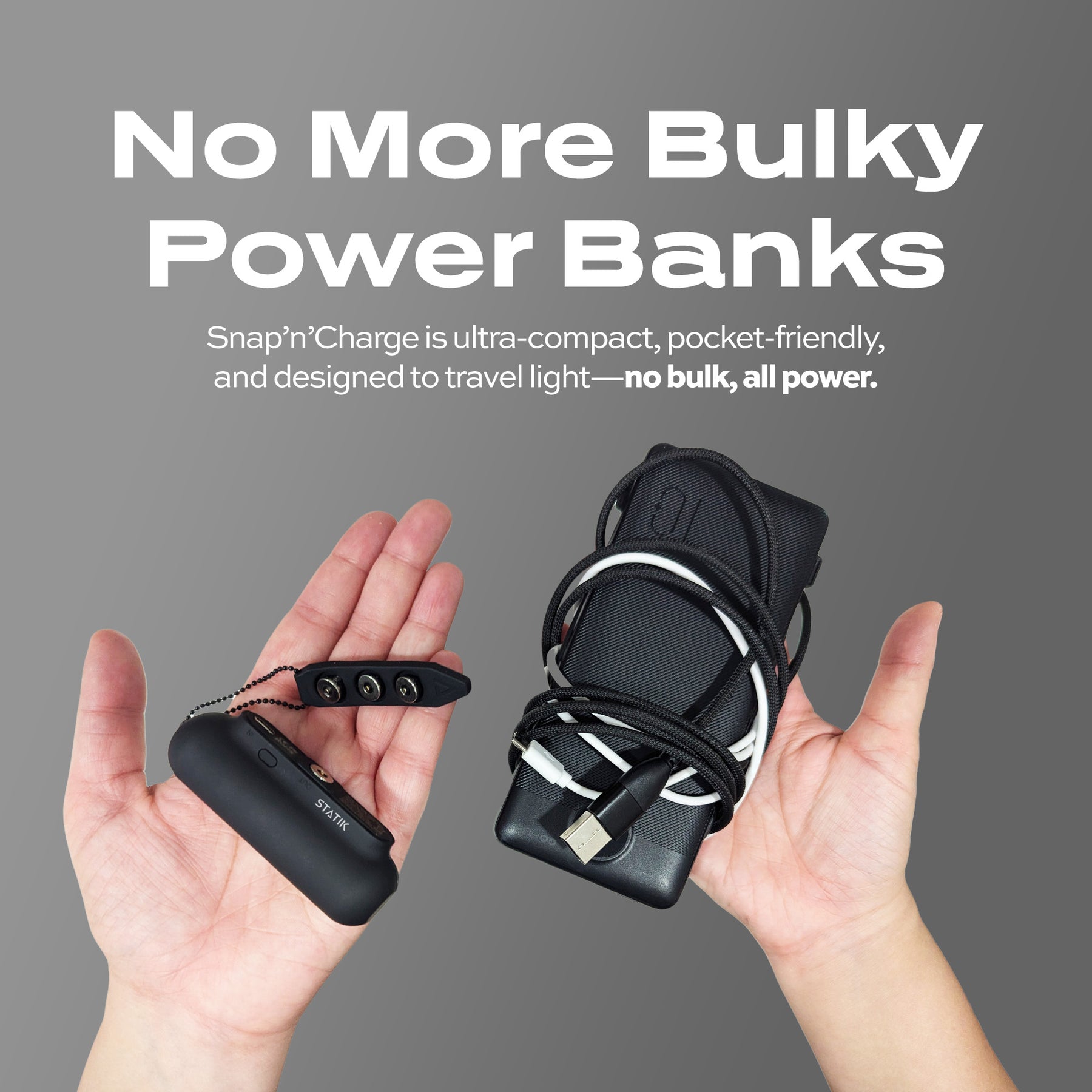 Statik® Snap-N-Charge® | Universal Magnetic Power Bank