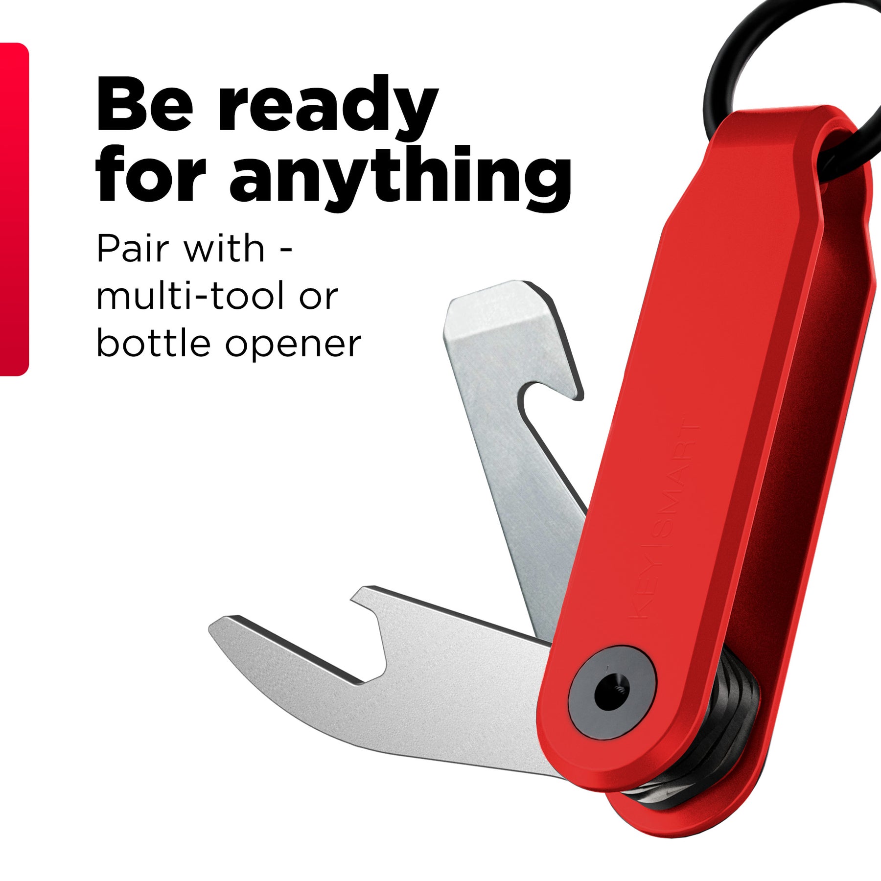 Keysmart® Loop Red | Key Holder With Locking Screws | Organize Up To 5 Keys