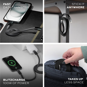 Statik® MagStack® Slim Pro | Tangle-Free Magnetic Nylon | Fast Charging Data Cable