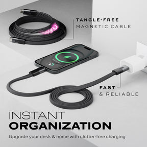 Statik® MagStack® Slim Pro | Tangle-Free Magnetic Nylon | Fast Charging Data Cable
