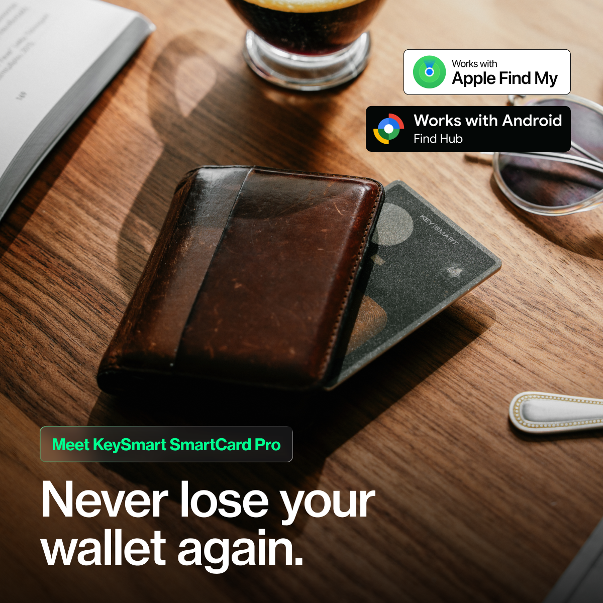 SmartCard Pro | Works With Apple Find My & Android Find Hub  | Wireless Charging