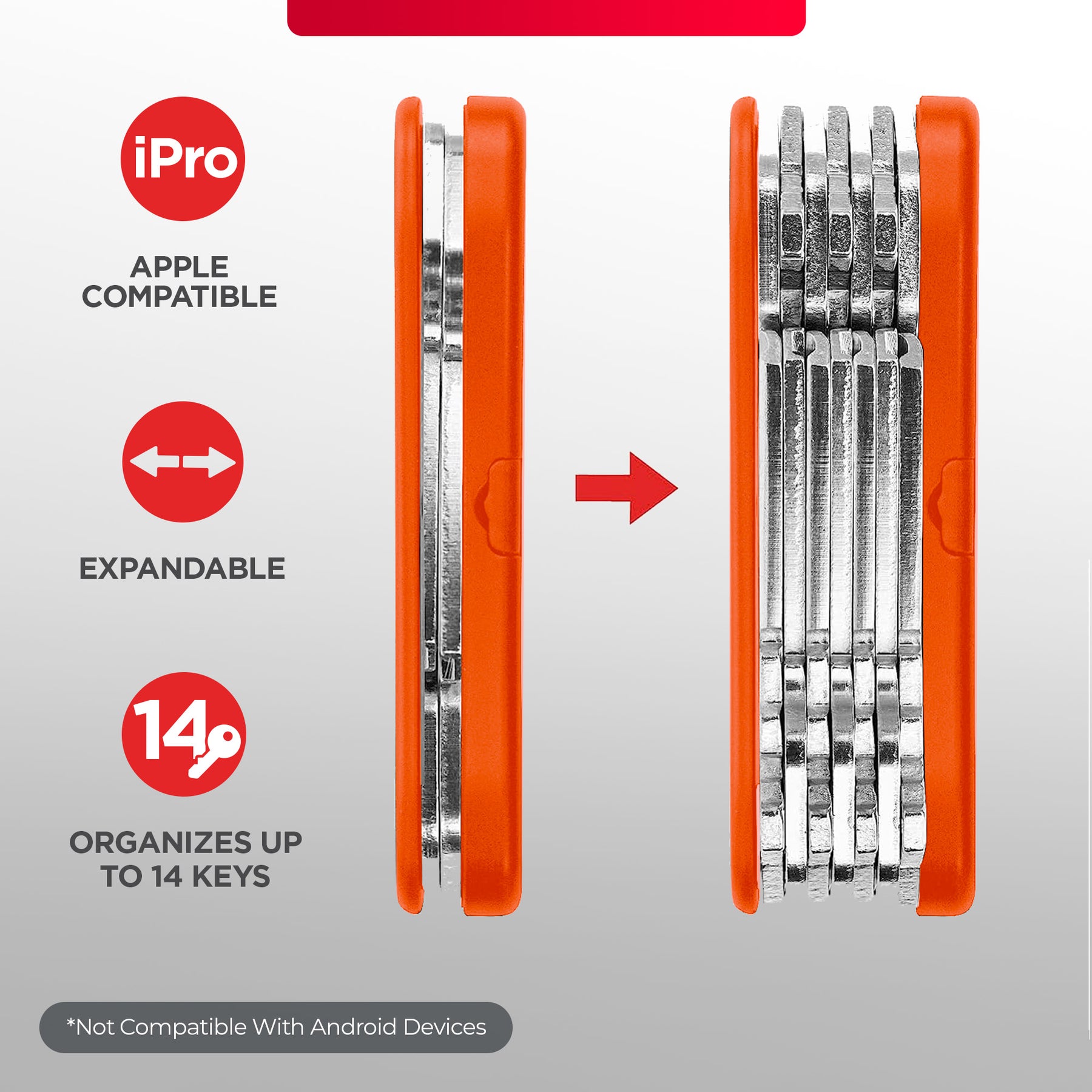 KeySmart® iPro | Works With Apple Find My Network | Holds Up to 14 Keys