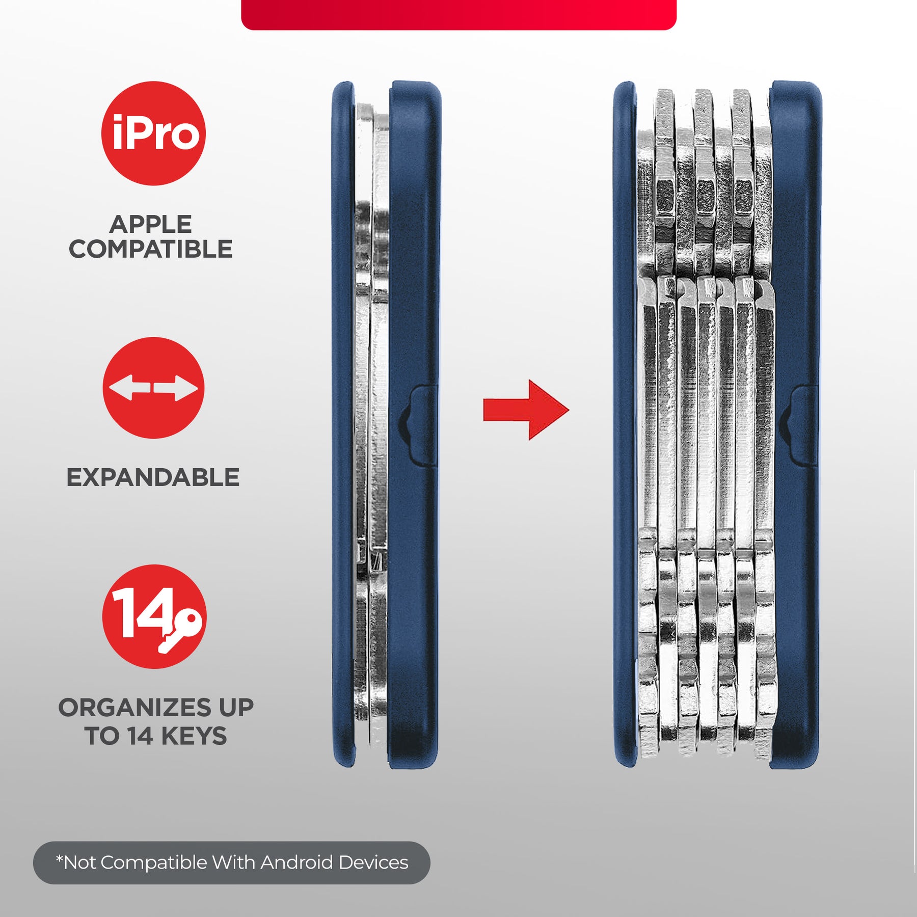 KeySmart® iPro | Works With Apple Find My Network | Holds Up to 14 Keys