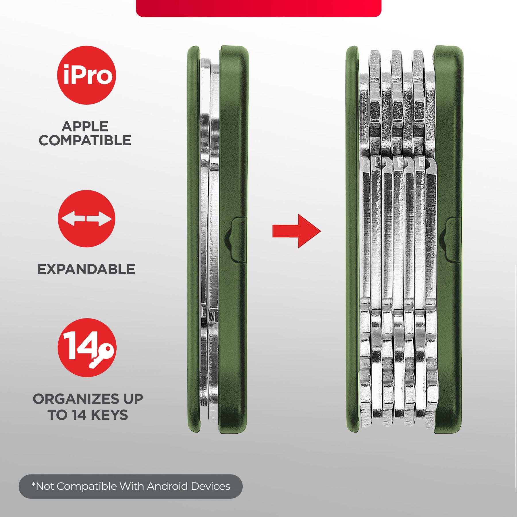 KeySmart® iPro | Works With Apple Find My Network | Holds Up to 14 Keys