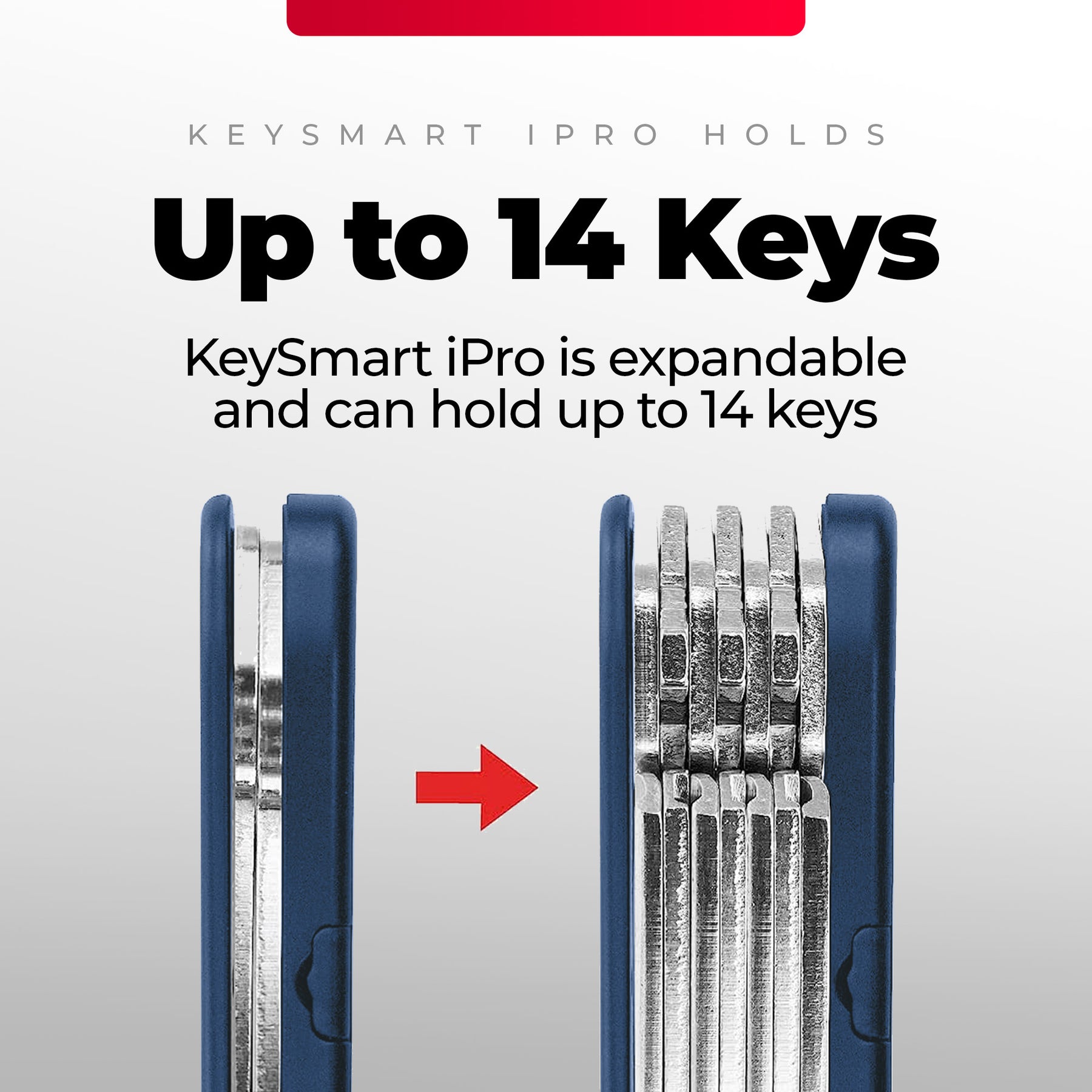 KeySmart® iPro | Works With Apple Find My Network | Holds Up to 14 Keys