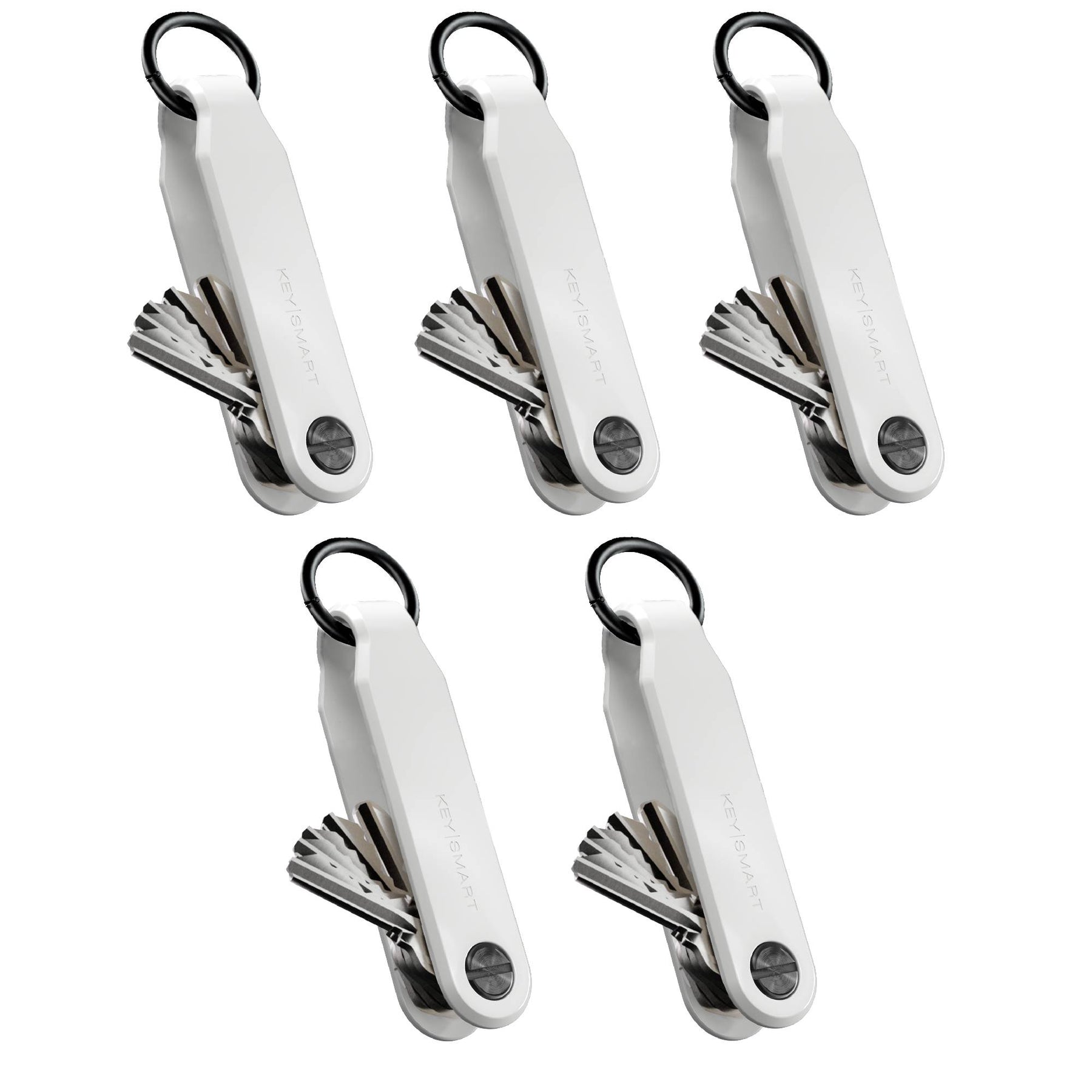 5 Pack Keysmart® Loop White | Key Holder With Locking Screws | Organize Up To 5 Keys | Multipack