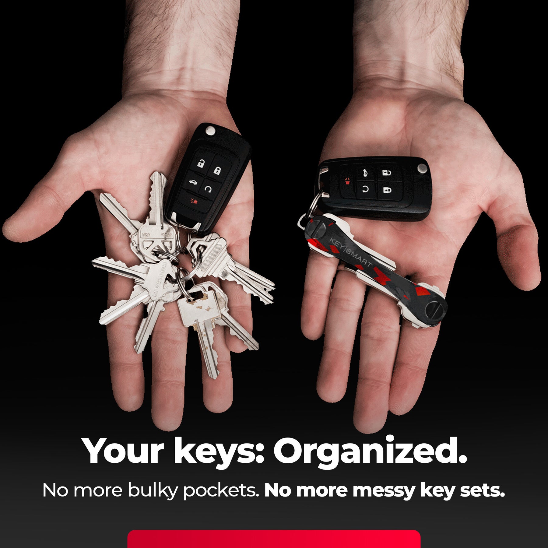 KeySmart® Red Forged Carbon  | Original Compact Key Organizer | Holds Up To 14 Keys