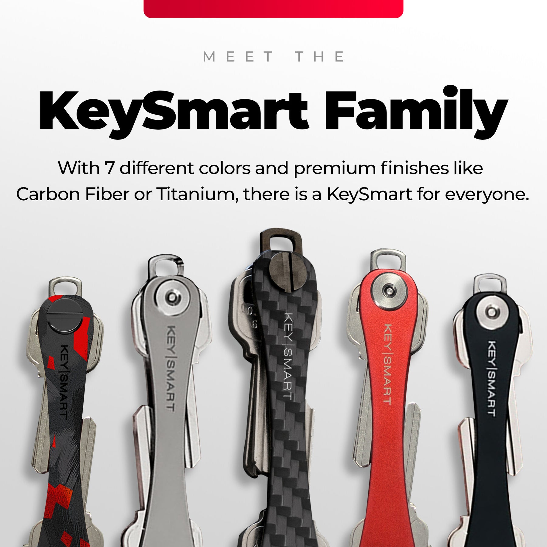 KeySmart® Red Forged Carbon  | Original Compact Key Organizer | Holds Up To 14 Keys